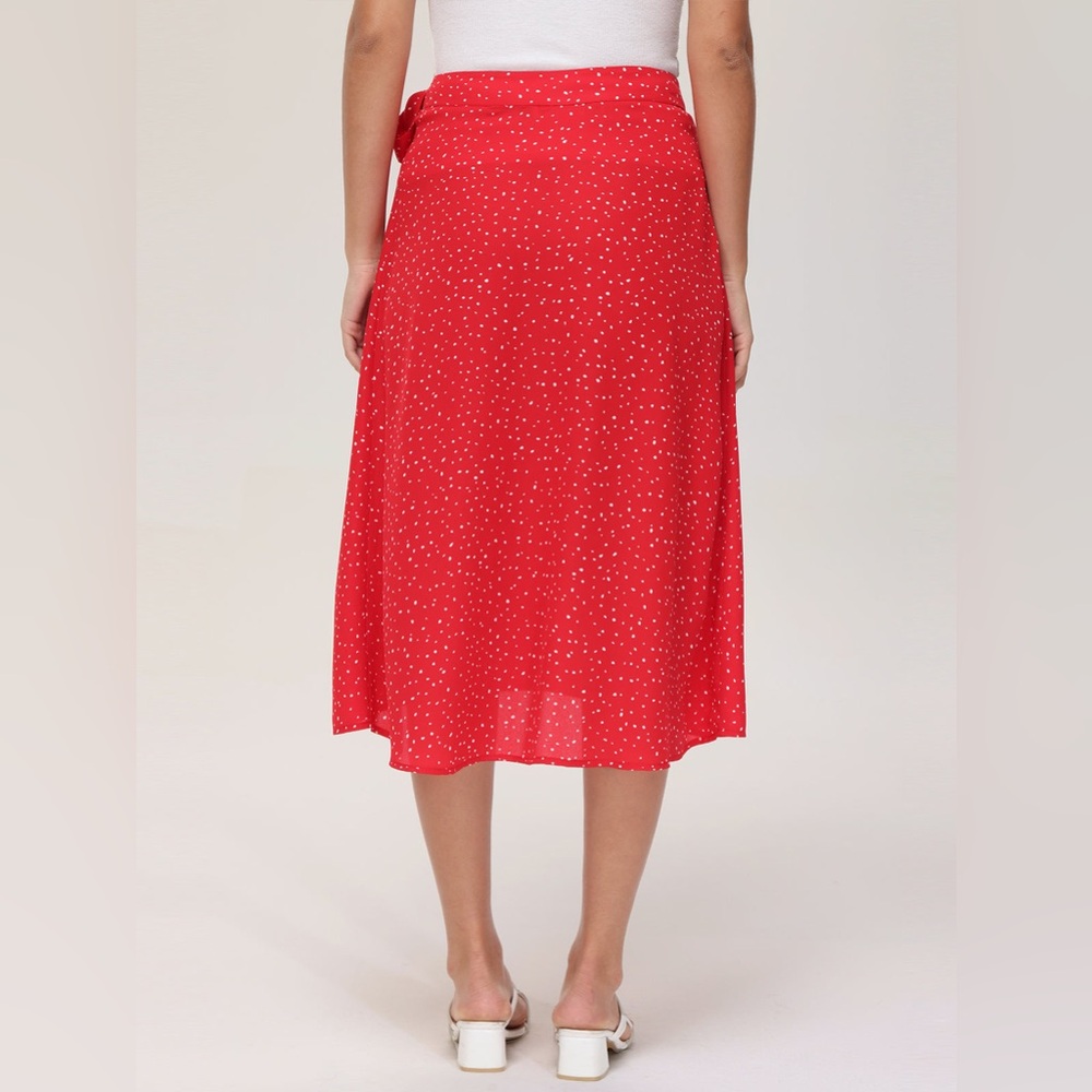 NEW 89th & Madison Red Polka Dot Wrap Skirt - Picture 2 of 7